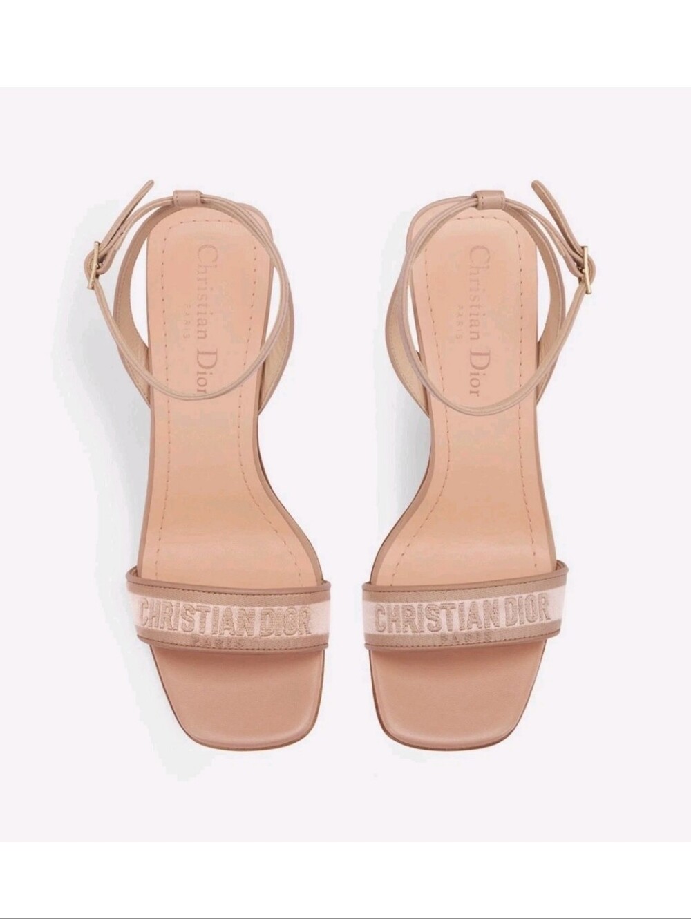 $1,295 Dior Dway Logo Satin Leather Heeled Sandals Beige EU 40 US 9.5-10 BNIB - Picture 3 of 10